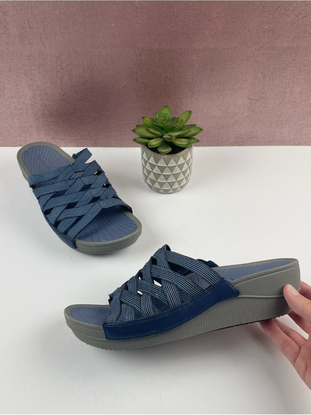 BareTraps Blue Braverly Wedge Sandals Shoes Women Size 8M